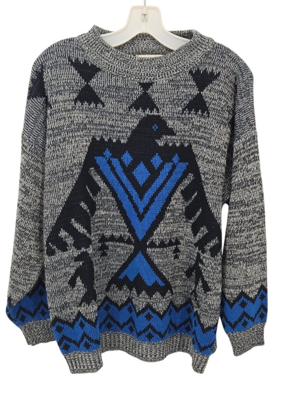 Vintage Mens Knit Sweater Thunderbird M/L Southwestern Crew Neck Ethnic